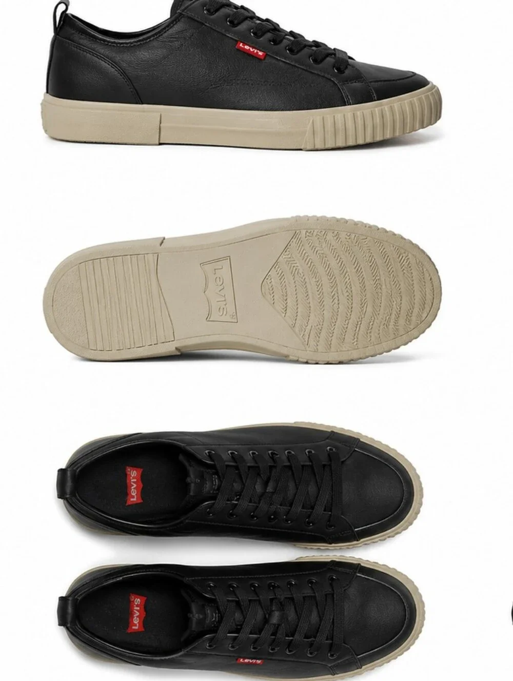 LEVI'S MEN’S LOW-TOP SNEAKERS - Black with Tan Sole - SIZE 8.5 NWOT